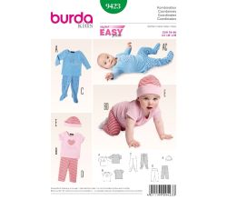 Strih Burda 9423 - Detské tričko, legíny, polodupačky, čiapky