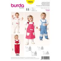 Strih Burda 9424 - Detské nohavice, lacláče, laclové šaty