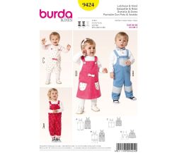 Strih Burda 9424 - Detské nohavice, lacláče, laclové šaty