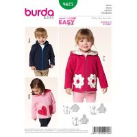 Strih Burda 9425 - Detská mikina na zips s kapucňou, bunda