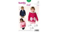 Strih Burda 9425 - Detská mikina na zips s kapucňou, bunda