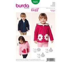 Strih Burda 9425 - Detská mikina na zips s kapucňou, bunda