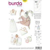 Strih Burda 9635 - Spací vak, deka, dojčiaci vankúš, podbradníky, maňuška