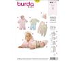 Strih Burda 9636 - Kabátik s kapucňou, mikinka, tepláčky, dupačky, čiapočka