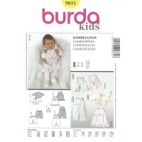 Strih Burda 9831 - Mikinka, nohavice, bodýčko a šatôčky