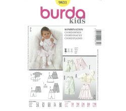 Strih Burda 9831 - Mikinka, nohavice, bodýčko a šatôčky