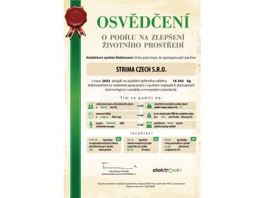 Osvedčenie o podiele na zlepšení životného prostredia