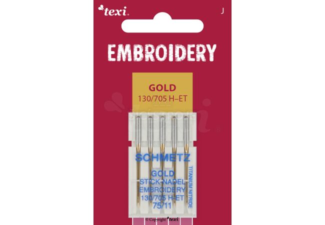 Vyšívacie ihly zlaté TEXI EMBROIDERY GOLD 130/705 H-ET 5x75