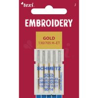 Vyšívacie ihly zlaté TEXI EMBROIDERY GOLD 130/705 H-ET 5x90