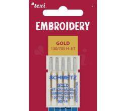 Vyšívacie ihly zlaté TEXI EMBROIDERY GOLD 130/705 H-ET 5x90