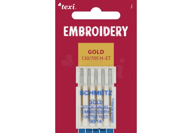 Vyšívacie ihly zlaté TEXI EMBROIDERY GOLD 130/705 H-ET 5x90