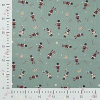 Cotton Poplin Print - Nutcrackers, Dark Dusty Mint