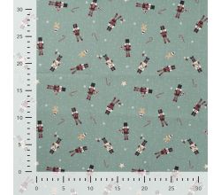 Cotton Poplin Print - Nutcrackers, Dark Dusty Mint