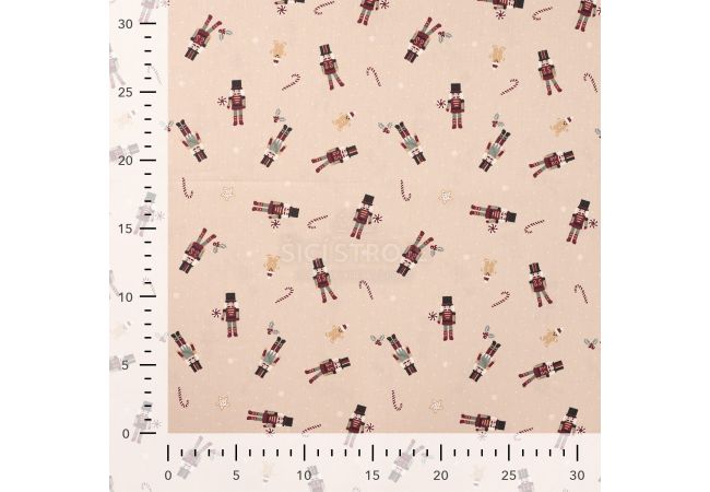 Cotton Poplin Print - Nutcrackers, Sand