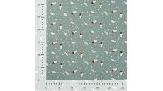 Cotton Poplin Print - Snowman, Dark Dusty Mint