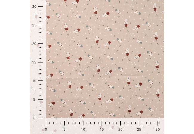 Cotton Poplin Print - Snowman, Sand