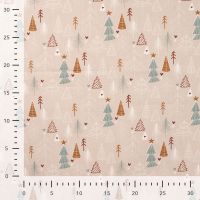 Cotton Poplin Print - Christmas Trees, Sand