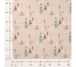 Cotton Poplin Print - Christmas Trees, Sand