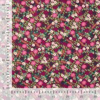Cotton Poplin Print - Christmas Flowers, Cyclam
