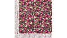 Cotton Poplin Print - Christmas Flowers, Cyclam