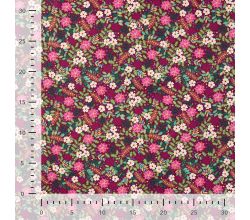 Cotton Poplin Print - Christmas Flowers, Cyclam