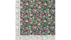 Cotton Poplin Print - Christmas Flowers, Army