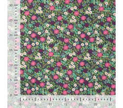 Cotton Poplin Print - Christmas Flowers, Army