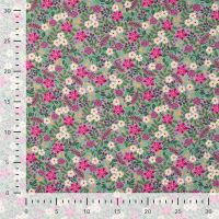 Cotton Poplin Print - Christmas Flowers, Mid Grey