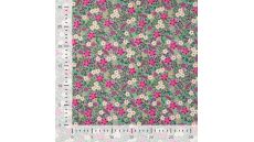 Cotton Poplin Print - Christmas Flowers, Mid Grey