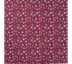 Cotton Poplin Print - Christmas Elements, Cyclam