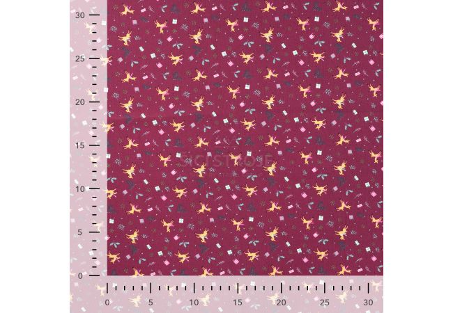 Cotton Poplin Print - Reindeer, Cyclam
