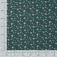 Cotton Poplin Print - Reindeer, Army