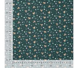 Cotton Poplin Print - Reindeer, Army