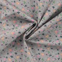 Cotton Poplin Print - Reindeer, Mid Grey