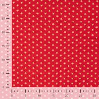 Cotton Poplin Foil Print - Stars Big, Red