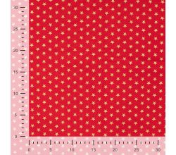Cotton Poplin Foil Print - Stars Big, Red
