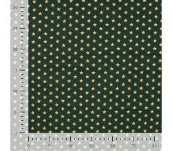Cotton Poplin Foil Print - Stars Big, Army