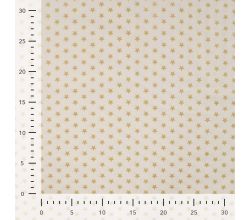 Cotton Poplin Foil Print - Stars Big, Ecru