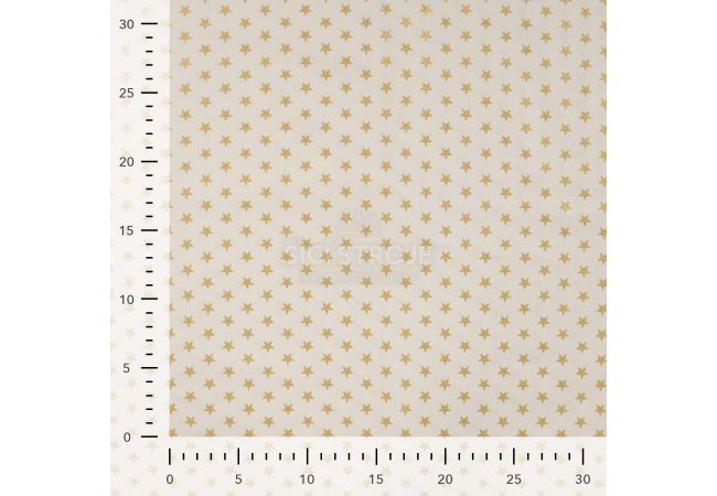 Cotton Poplin Foil Print - Stars Big, Ecru