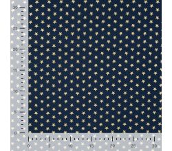 Cotton Poplin Foil Print - Stars Big, Navy
