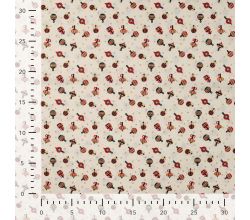Cotton Poplin Foil Print - Ornaments, Ecru