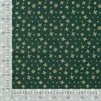 Cotton Poplin Foil Print - Snowflakes, Army