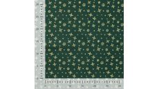 Cotton Poplin Foil Print - Snowflakes, Army