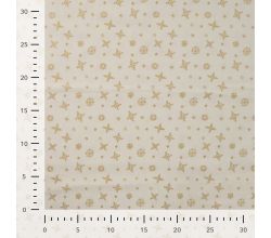 Cotton Poplin Foil Print - Snowflakes, Ecru