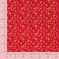 Cotton Poplin Foil Print - Holly Foil, Red