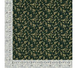 Cotton Poplin Foil Print - Holly Foil, Army