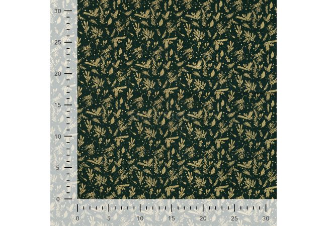 Cotton Poplin Foil Print - Holly Foil, Army