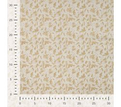 Cotton Poplin Foil Print - Holly Foil, Ecru