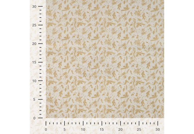 Cotton Poplin Foil Print - Holly Foil, Ecru