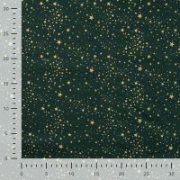 Cotton Poplin Foil Print - Small Stars, Army